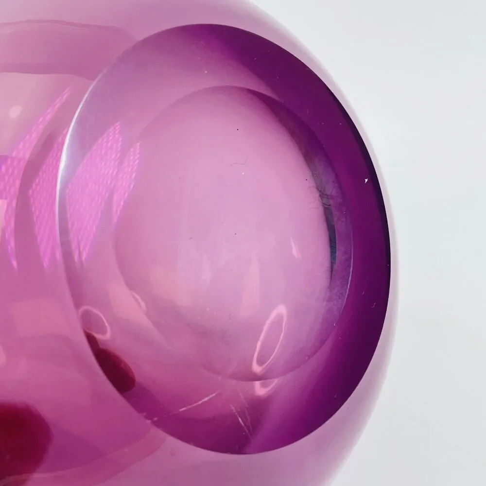 Vintage Amethyst Purple Art Glass Vase Bulbous Tear Drop Shape 6